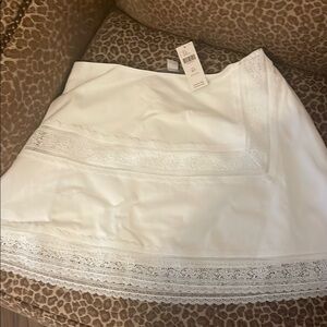 Anthropologie White Lace Trim Skirt
